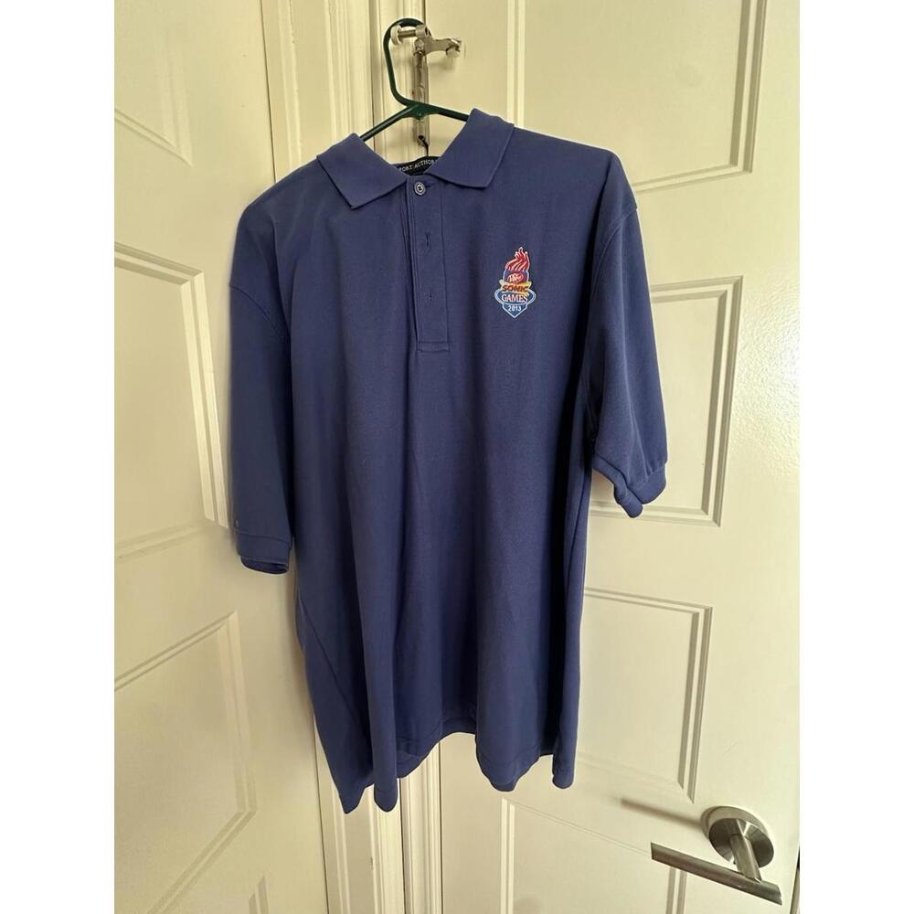 SONIC Drive In Fast Food 2015 Games Employee Uniform Polo Shirt Blue Size Large